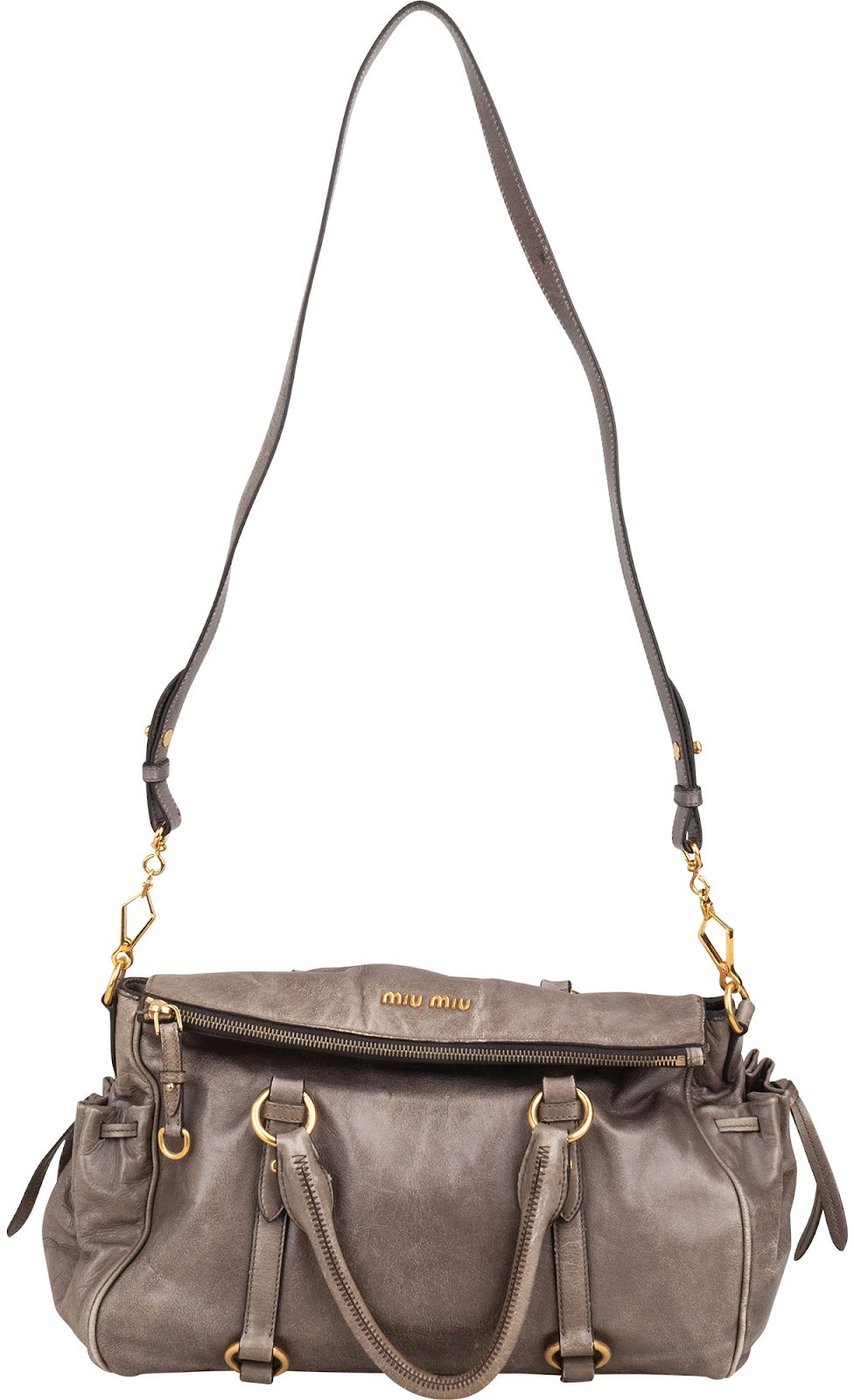 Miu Miu Vitello Lux Leather Drawstring Satchel Handbag