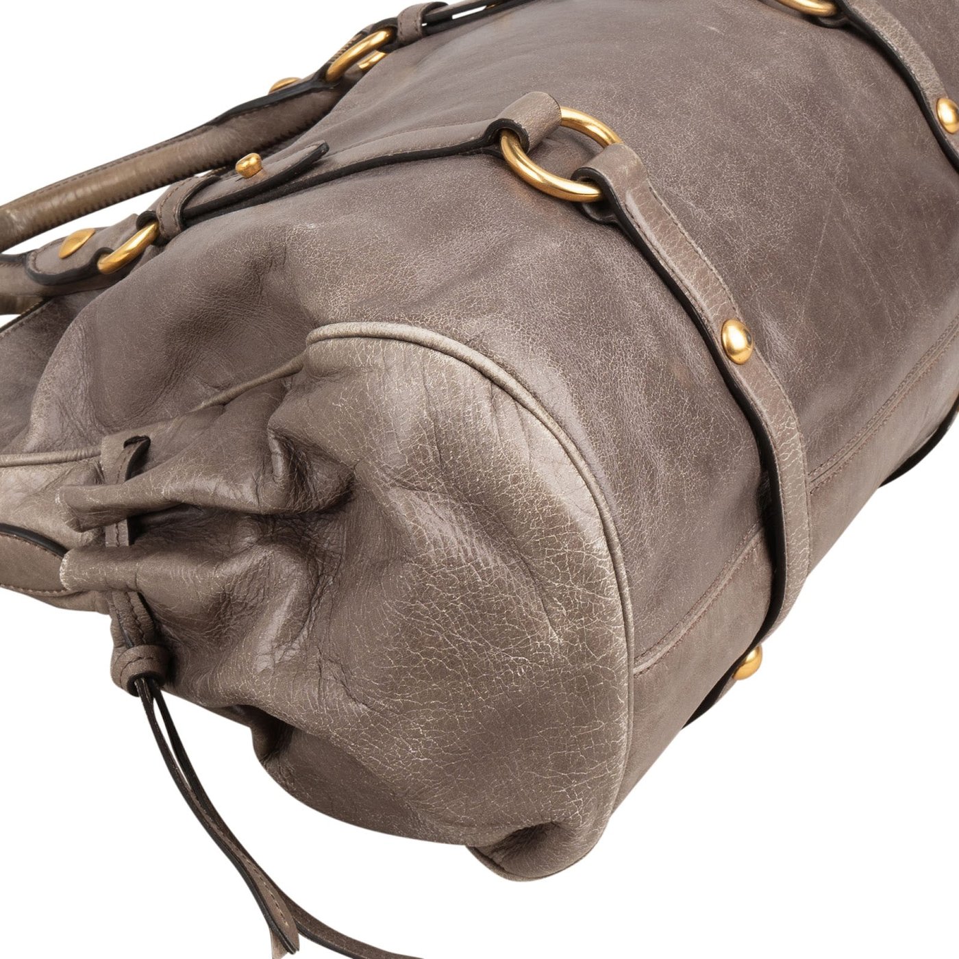 Miu Miu Vitello Lux Leather Drawstring Satchel Handbag