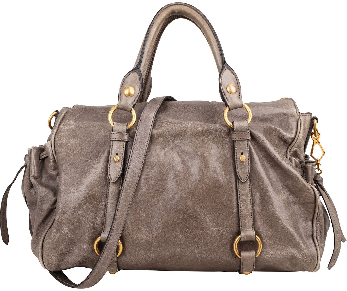 Miu Miu Vitello Lux Leather Drawstring Satchel Handbag