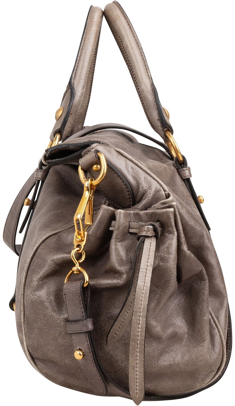Miu Miu Vitello Lux Leather Drawstring Satchel Handbag