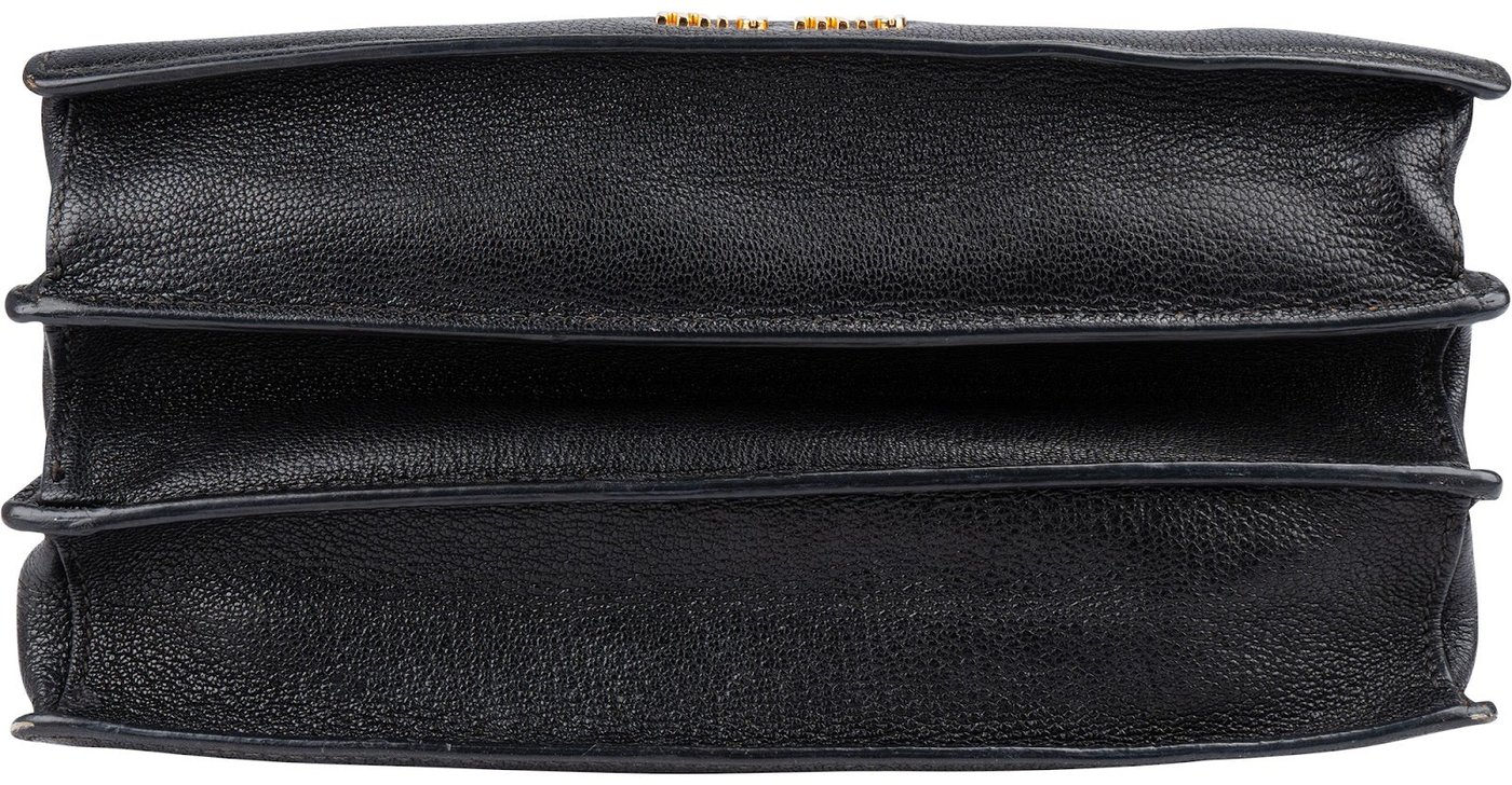 Miu Miu Black Grained Leather Madras Top Handle Handbag