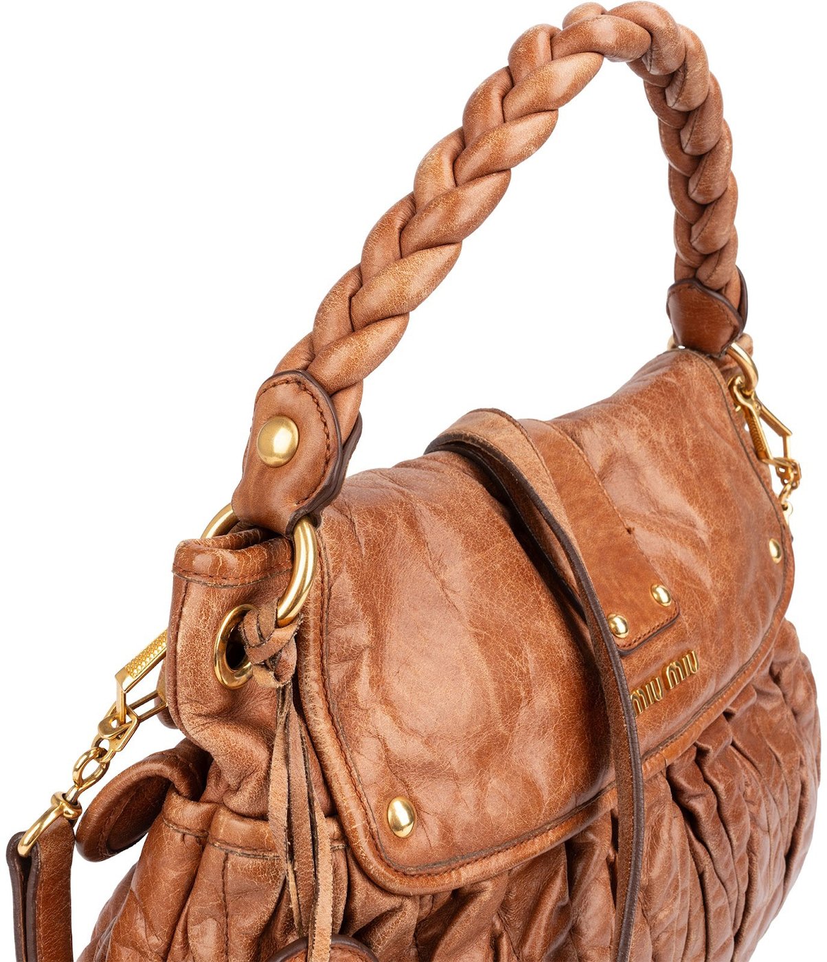 Miu Miu Vitello Lux Leather Coffer Handbag
