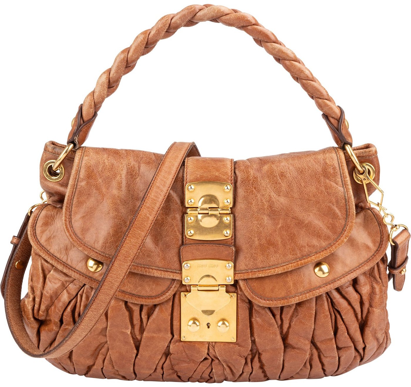 Miu Miu Vitello Lux Leather Coffer Handbag