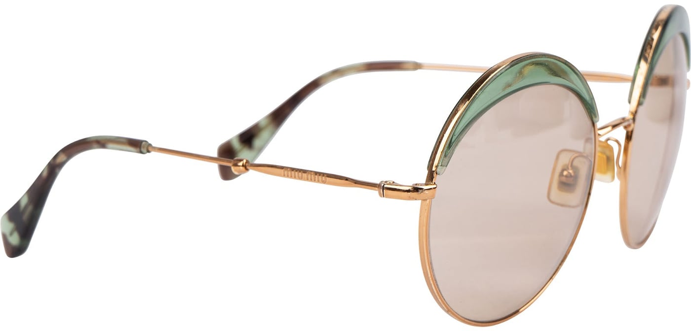 Miu Miu Gold Tone Green Ombre SMU52S Round Sunglasses SMU51Q