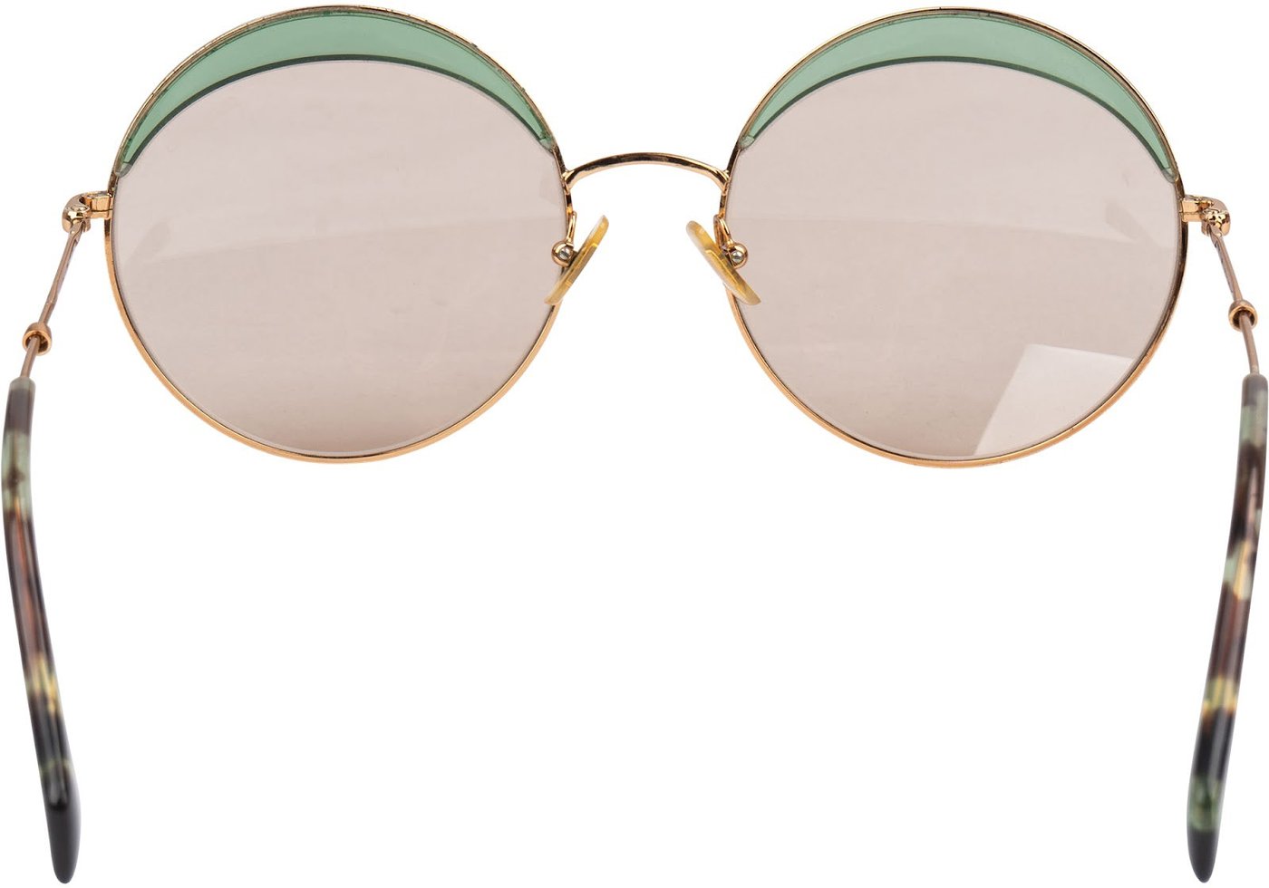 Miu Miu Gold Tone Green Ombre SMU52S Round Sunglasses SMU51Q