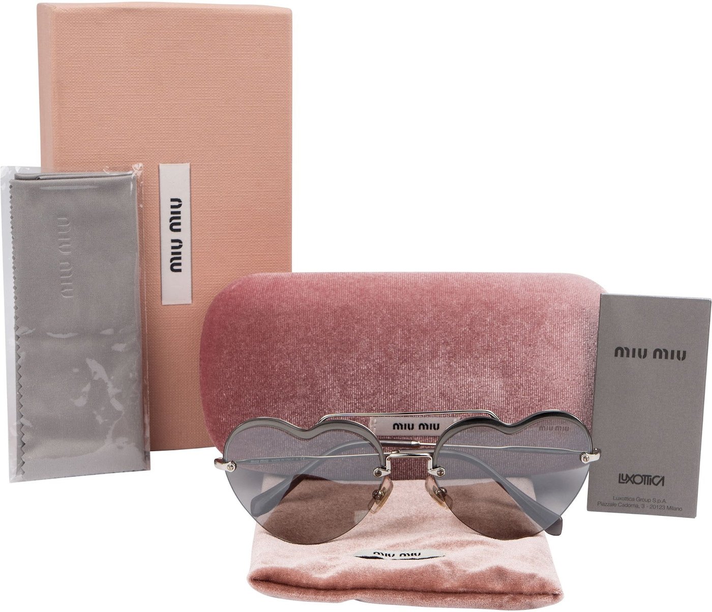 Miu Miu Silver Tone Heart-Shaped Sunglasses SMU62U