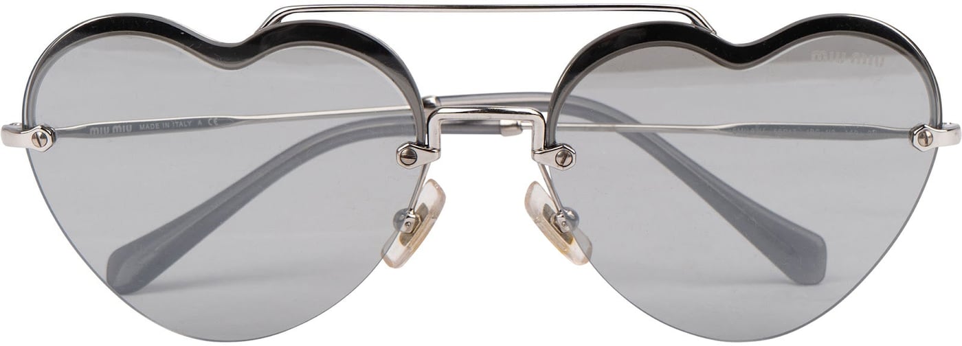 Miu Miu Silver Tone Heart-Shaped Sunglasses SMU62U