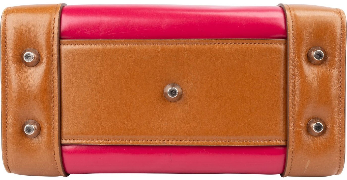 Miu Miu Bicolor Leather Madras Bicolor Tote Handbag