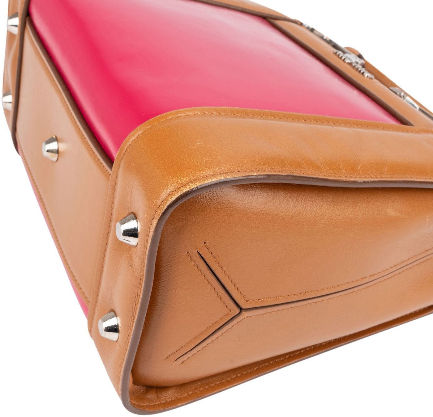 Miu Miu Bicolor Leather Madras Bicolor Tote Handbag