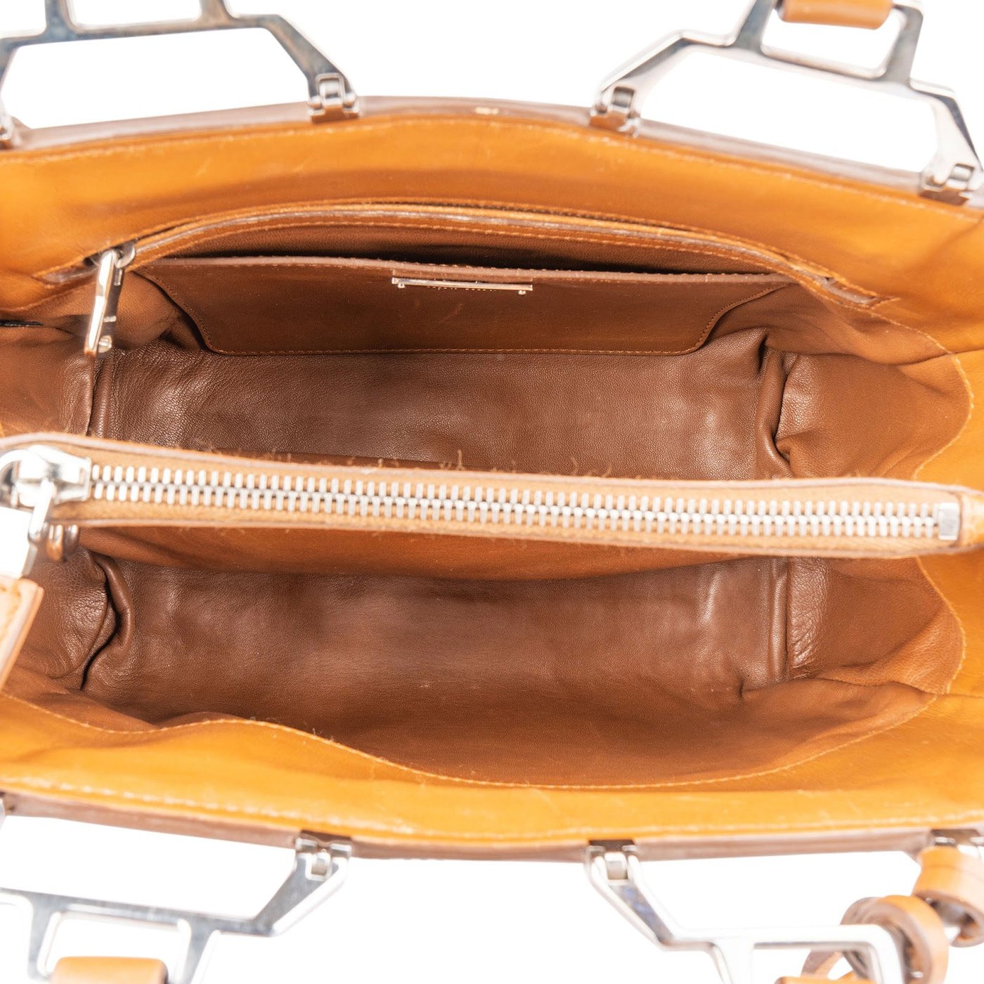 Miu Miu Bicolor Leather Madras Bicolor Tote Handbag