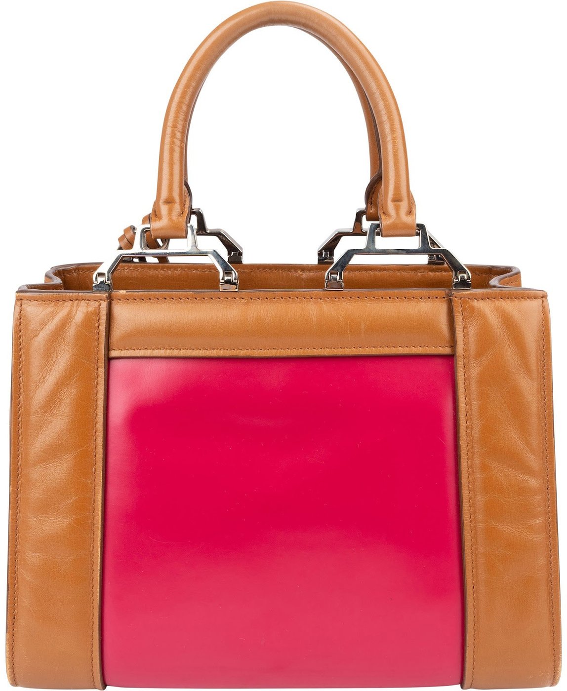 Miu Miu Bicolor Leather Madras Bicolor Tote Handbag