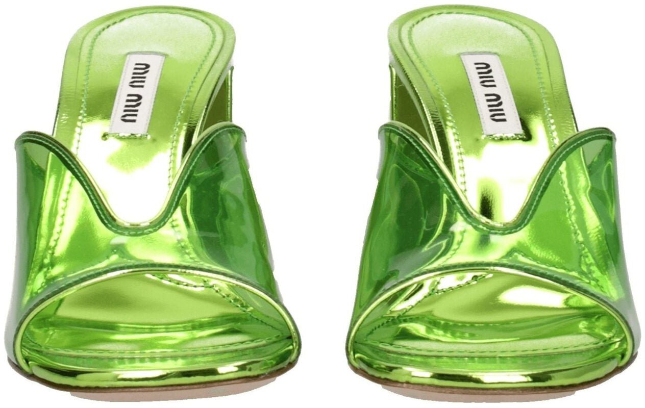 Miu Miu Green Plexiglass Platform Sandals