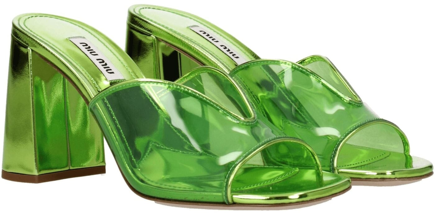 Miu Miu Green Plexiglass Platform Sandals