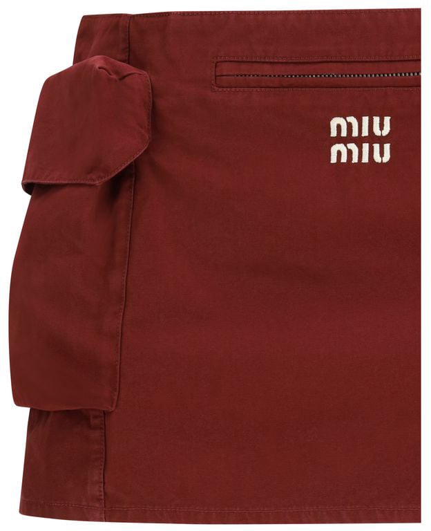 Miu Miu Bordeaux Cotton Mini Skirt