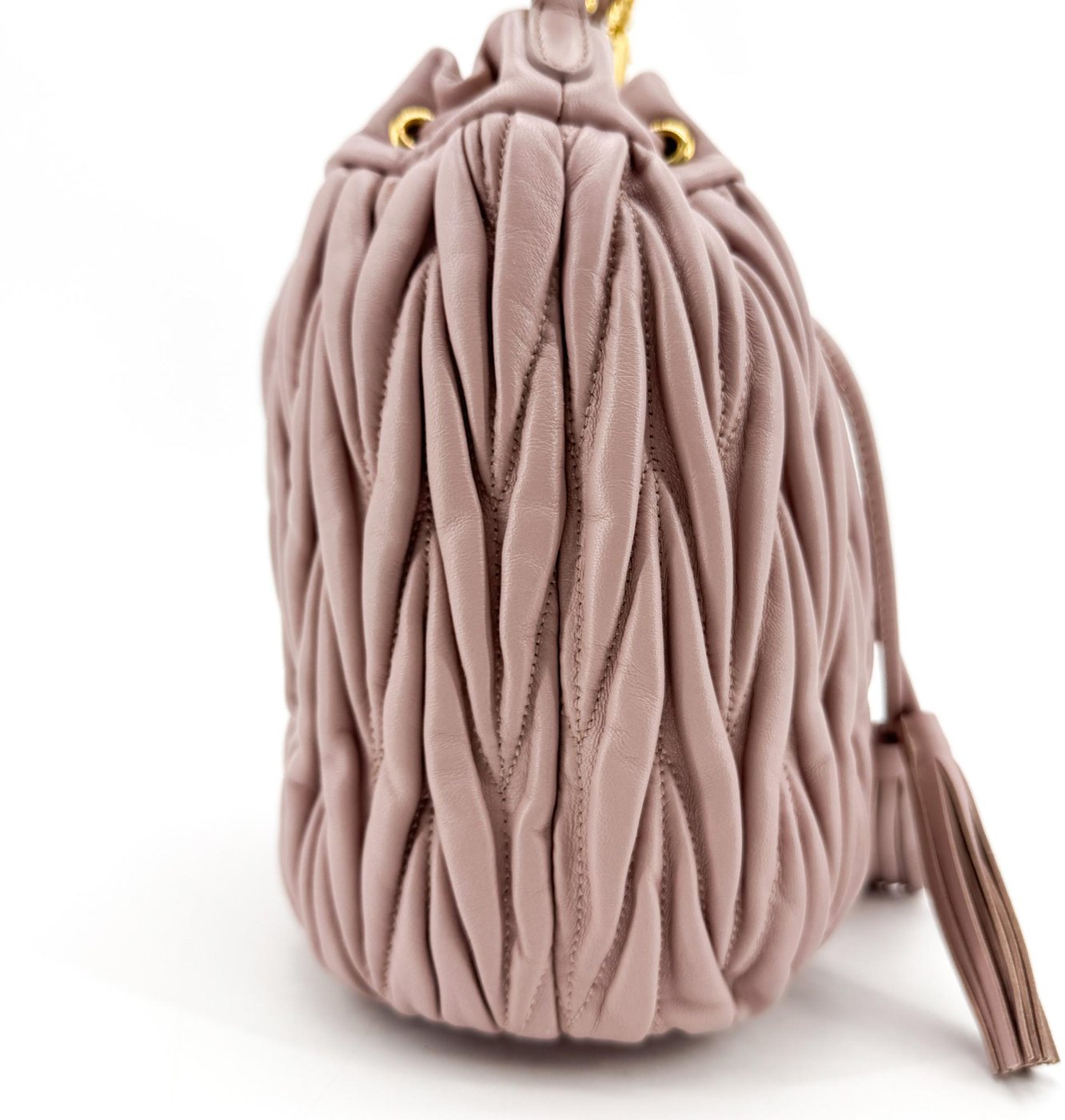 Miu Miu Drawstring Bucket Matelasse Leather Small