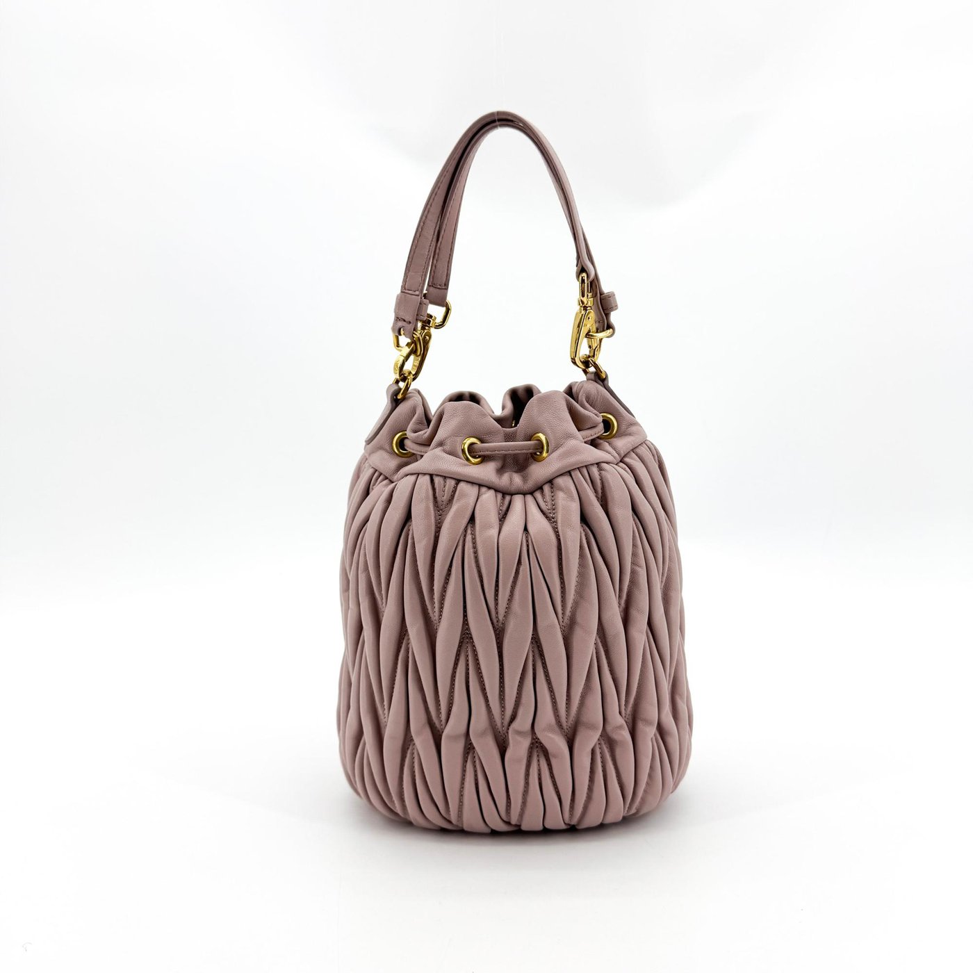 Miu Miu Drawstring Bucket Matelasse Leather Small