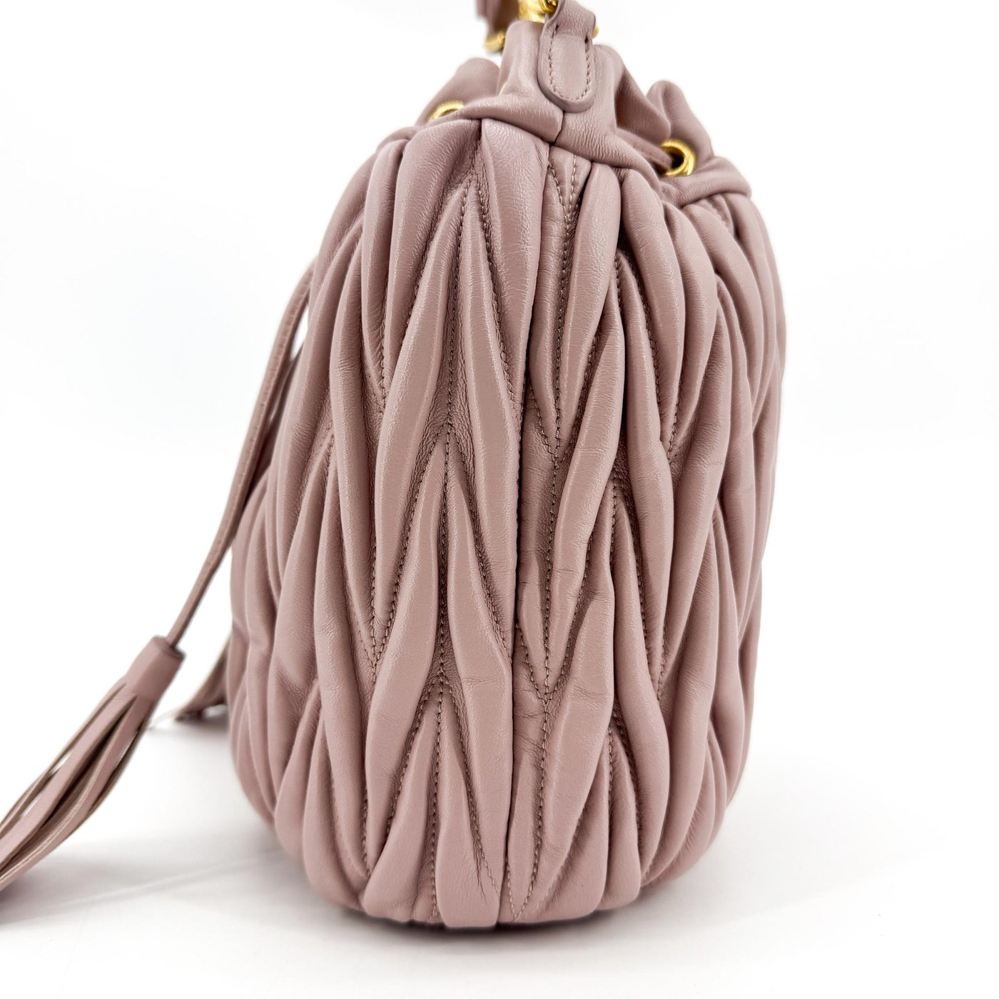 Miu Miu Drawstring Bucket Matelasse Leather Small