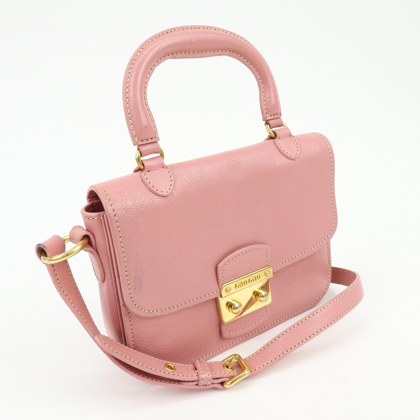 Miu Miu Madras Top Handle Leather Small
