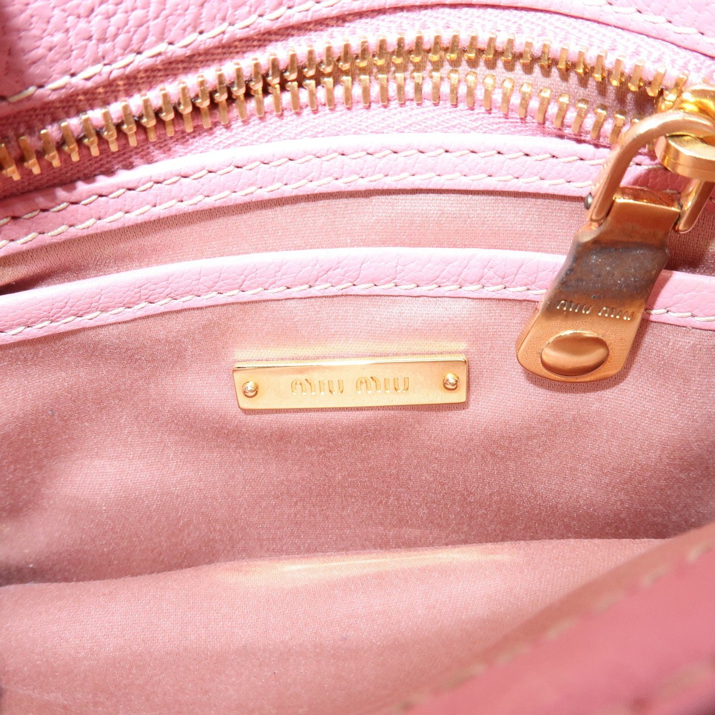 Miu Miu Madras Top Handle Leather Small