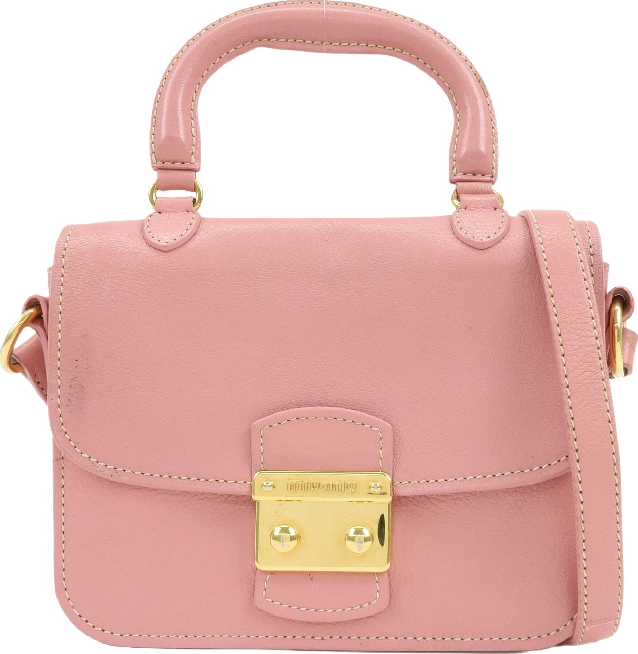 Miu Miu Madras Top Handle Leather Small