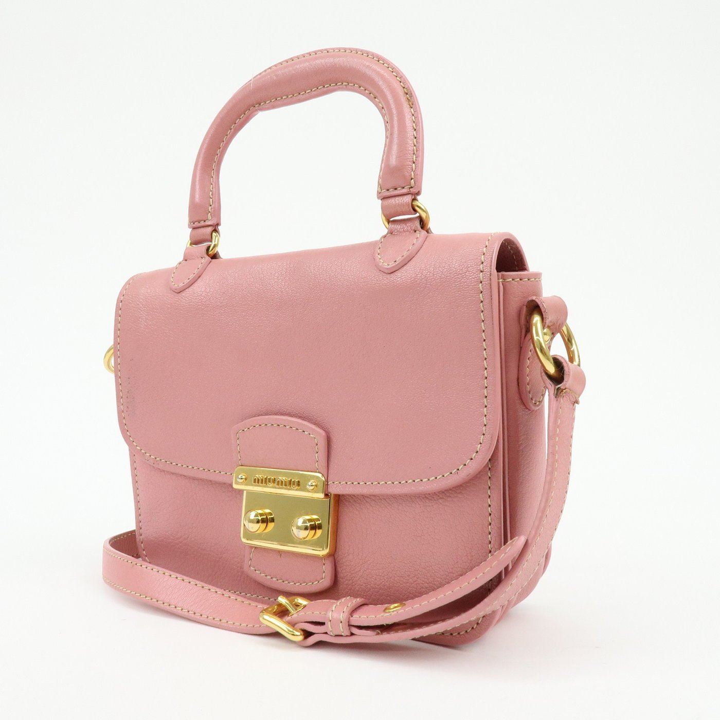 Miu Miu Madras Top Handle Leather Small
