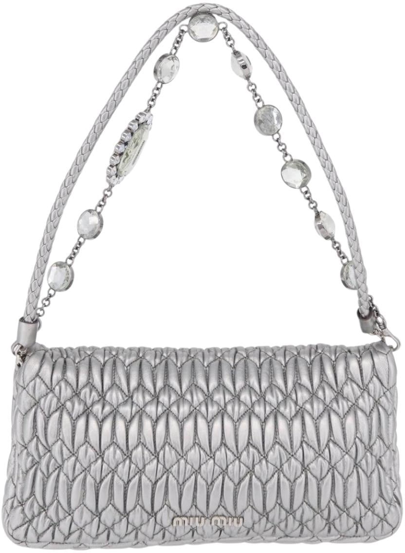 Miu Miu Crystal Clutch Matelasse Leather Medium