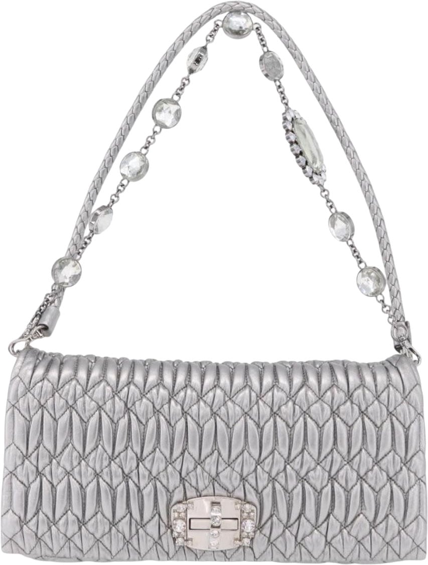 Miu Miu Crystal Clutch Matelasse Leather Medium