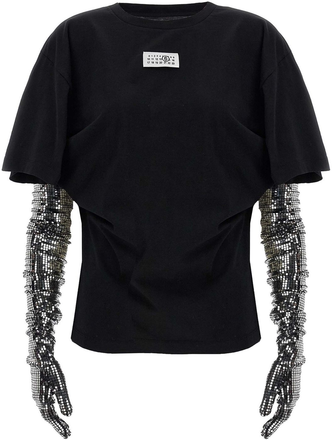 Short-Sleeve Black T-Shirt with Disco-Style Gloves