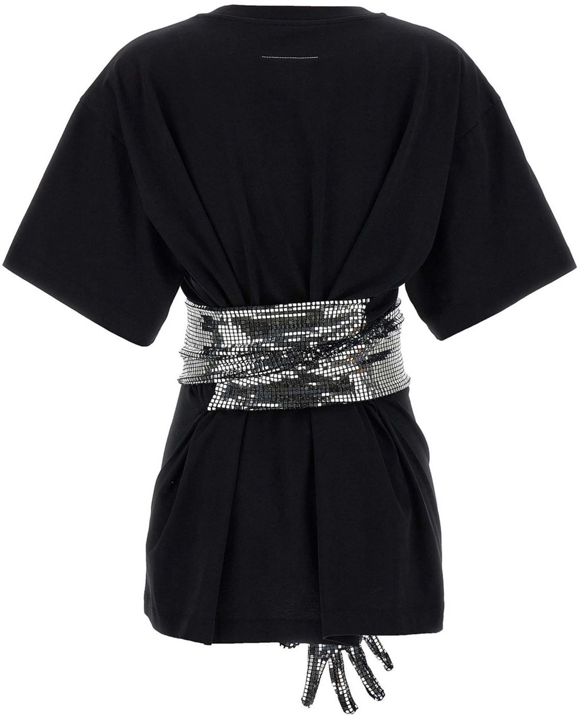 Short-Sleeve Black T-Shirt with Disco-Style Gloves