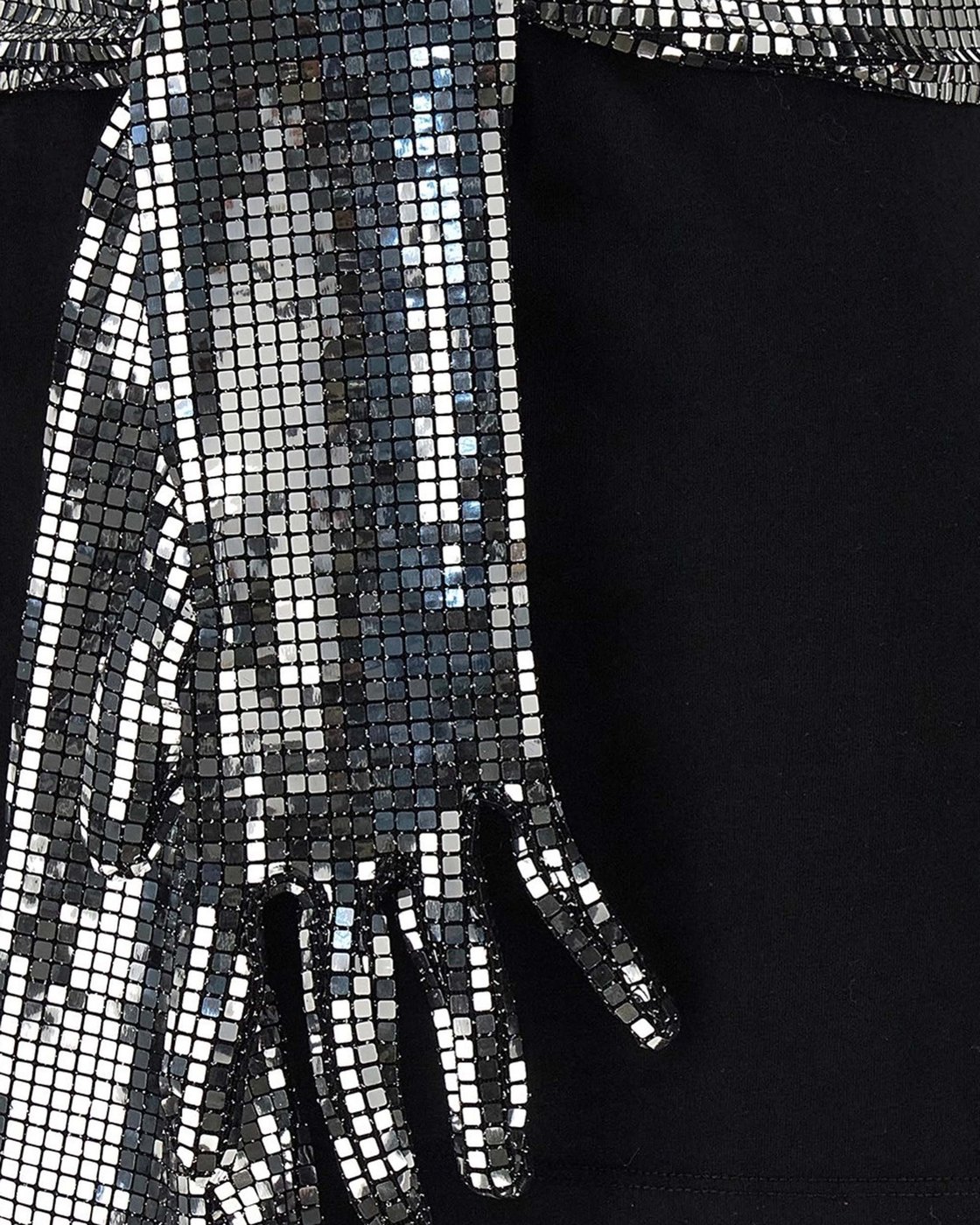 Short-Sleeve Black T-Shirt with Disco-Style Gloves
