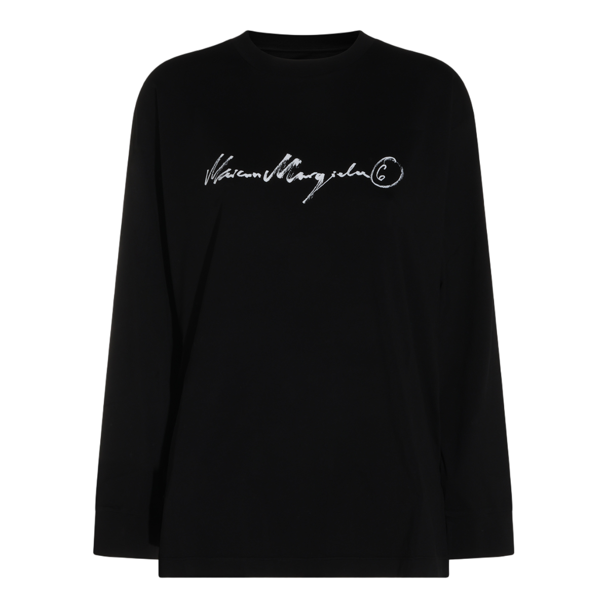 Long-Sleeved Black Top with Handwritten Logo Detail