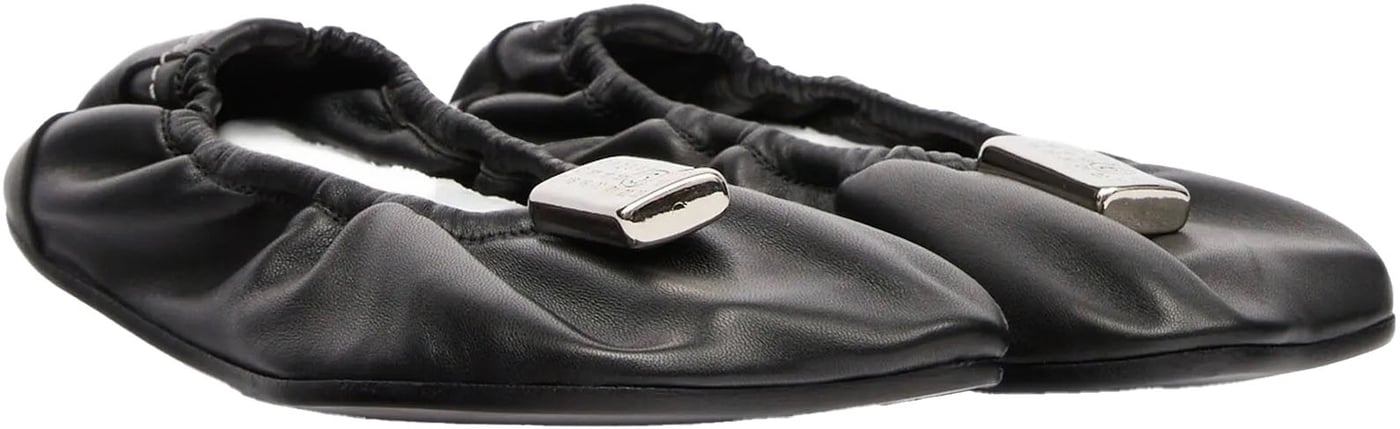 Soft Leather Ballerina Flats with Gathered Edging