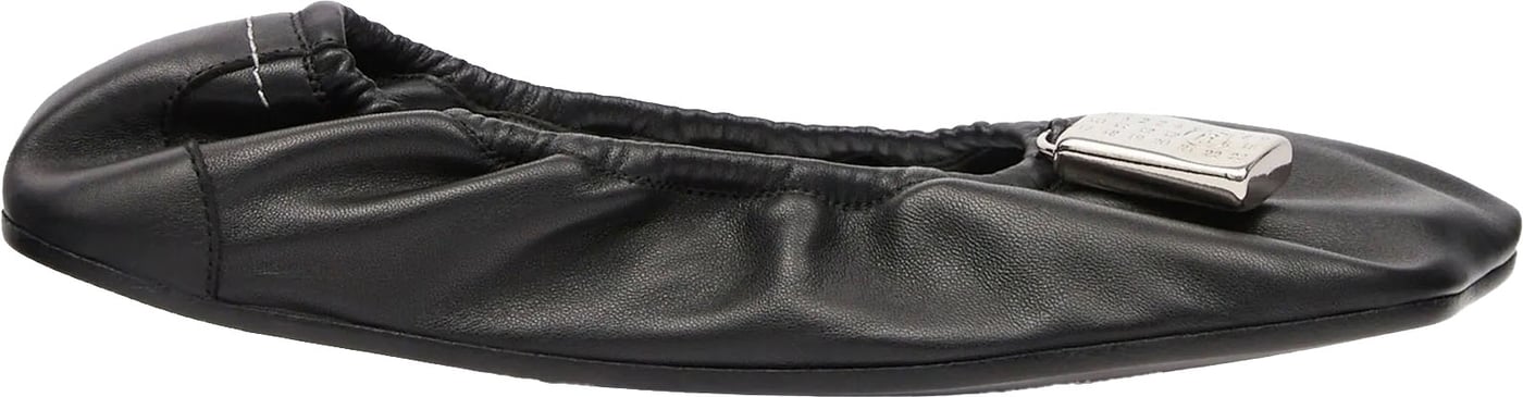 Soft Leather Ballerina Flats with Gathered Edging
