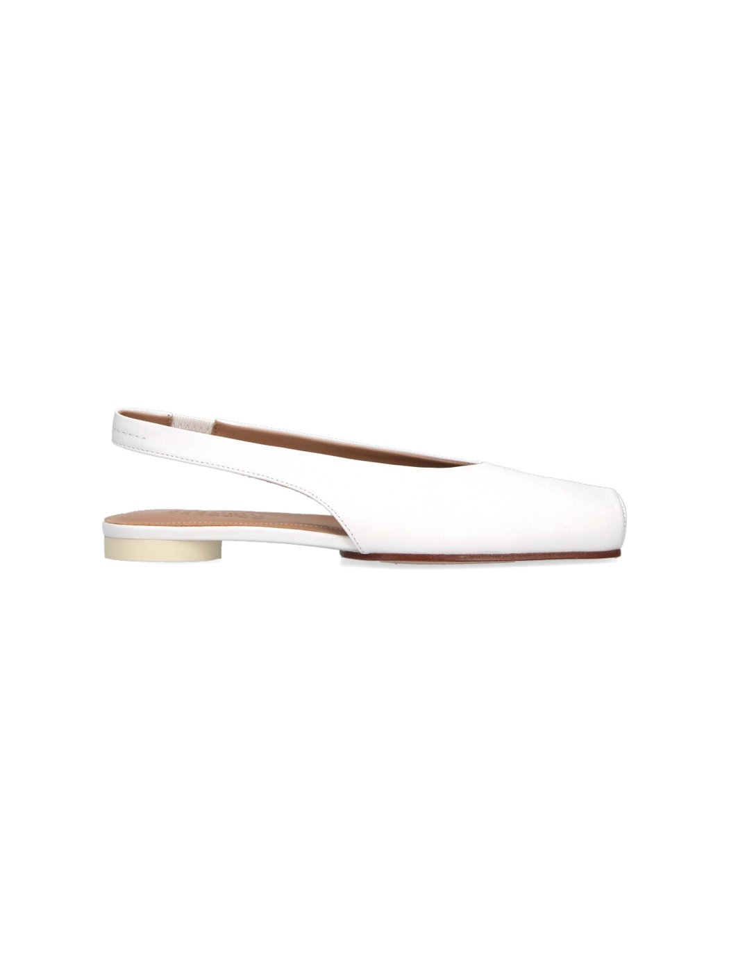 Slingback Ballerina Flats In Smooth White Goat Leather