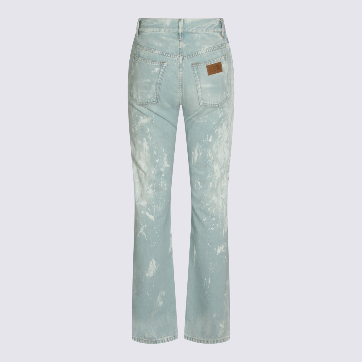 Light Blue Straight-Leg Jeans With Paint Splatter Accents