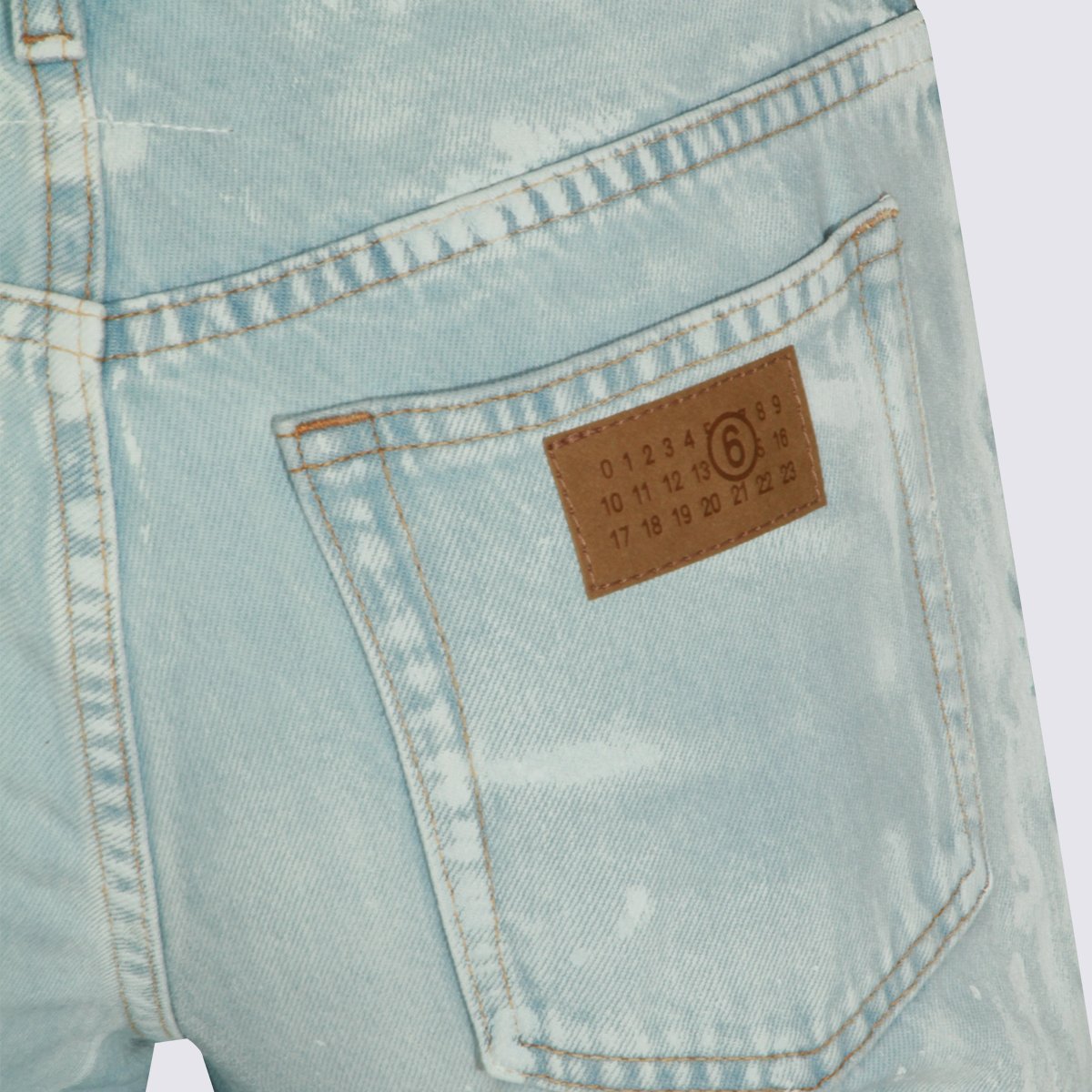Light Blue Straight-Leg Jeans With Paint Splatter Accents