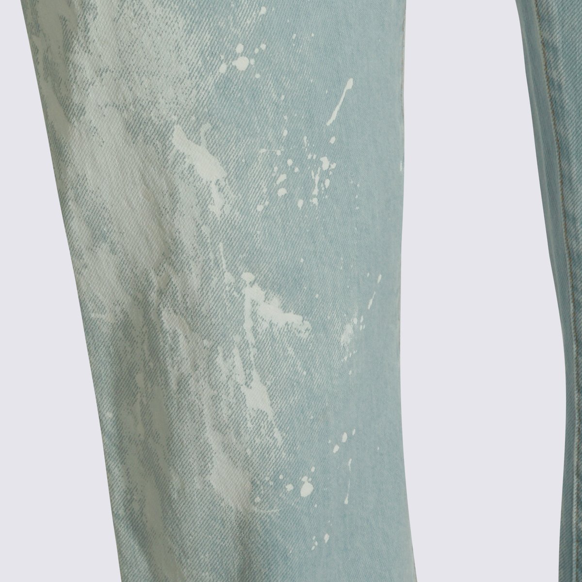 Light Blue Straight-Leg Jeans With Paint Splatter Accents