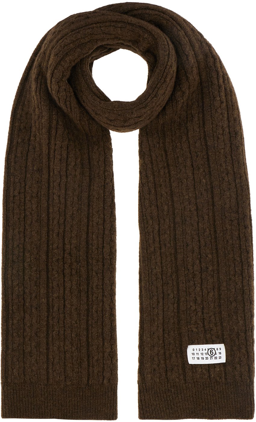 Mm6 Maison Margiela Chocolate stretch wool blend scarf