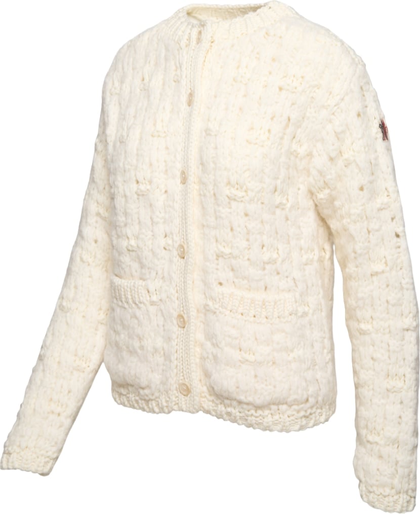 Moncler Grenoble Women's Wool Patterned Cardigan White