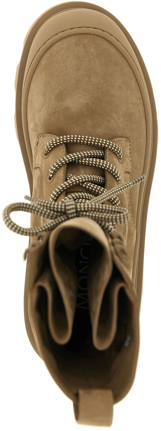 Moncler Beige Leather Lace-Up Boots