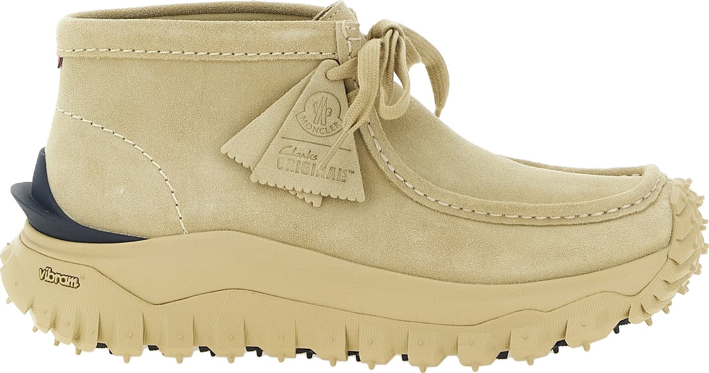 Moncler Beige Leather Ankle Boots