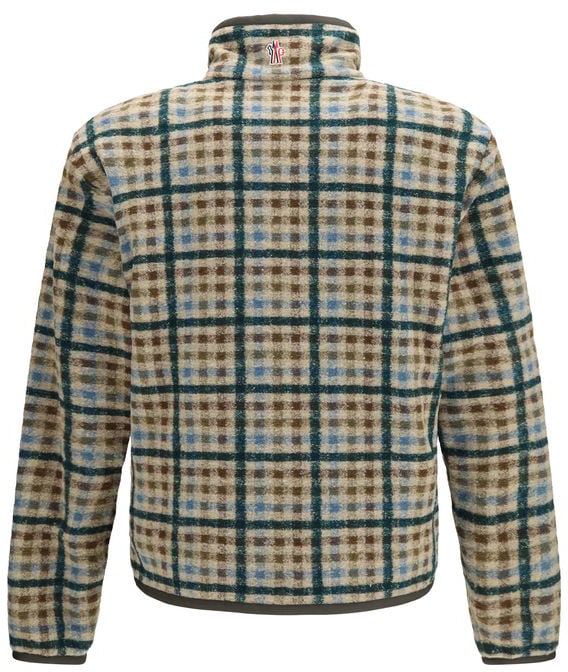 Reversible Checkered High Collar Zip-Through Knit