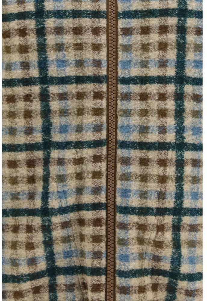 Reversible Checkered High Collar Zip-Through Knit