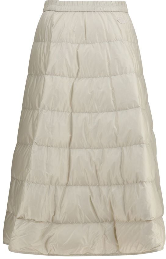Quilted Puffer Elastic Waist A-Line Midi Skirt