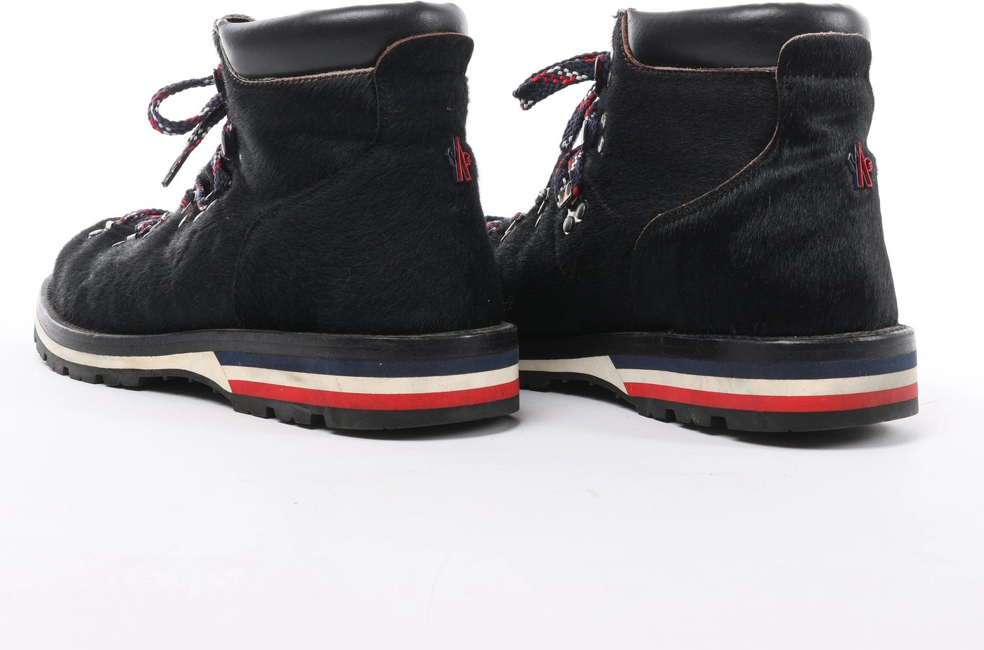 Moncler Leather & Cowhide Ankle Boots in Black, Size EU 44