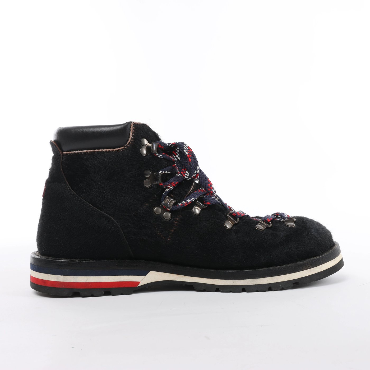 Moncler Leather & Cowhide Ankle Boots in Black, Size EU 44