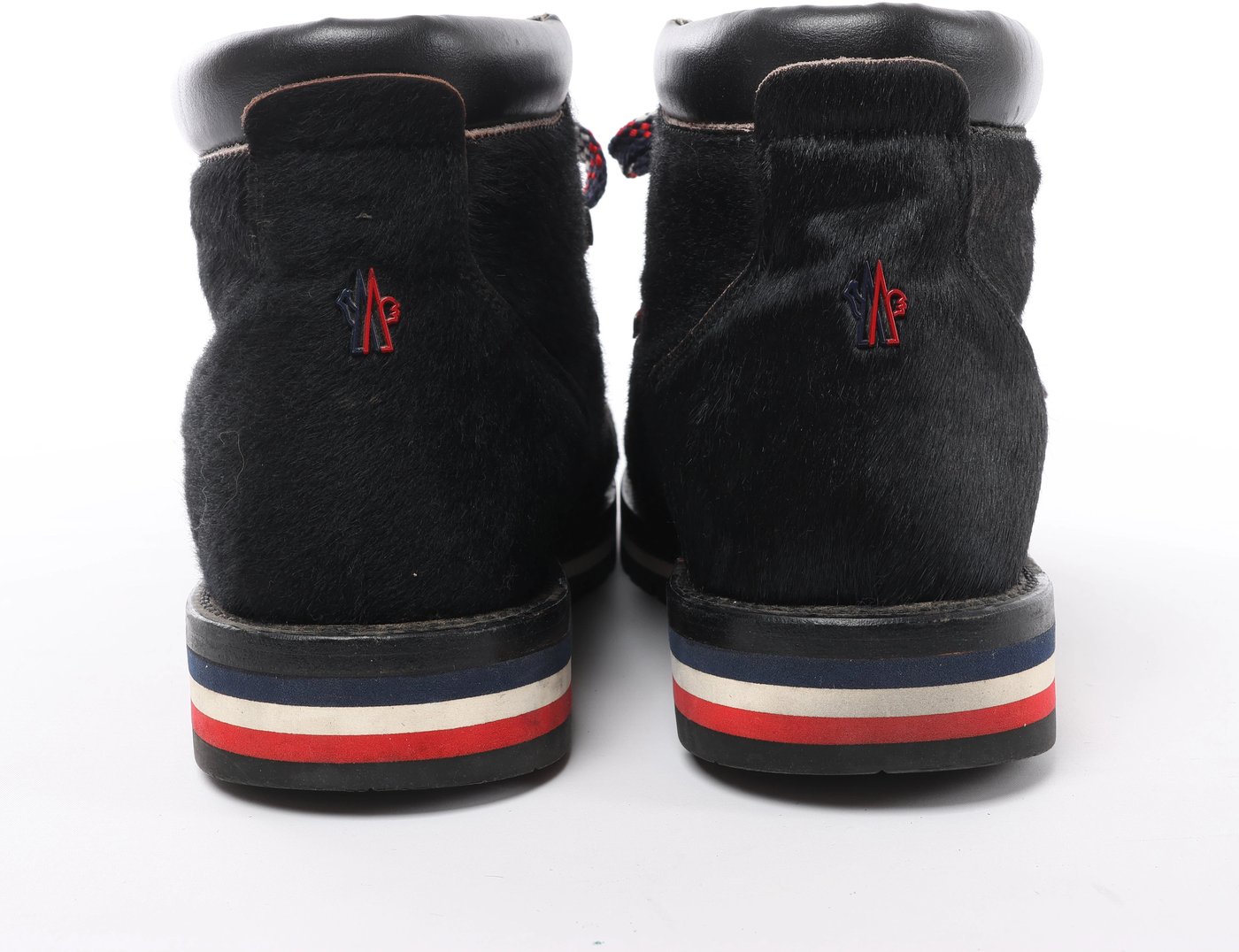 Moncler Leather & Cowhide Ankle Boots in Black, Size EU 44