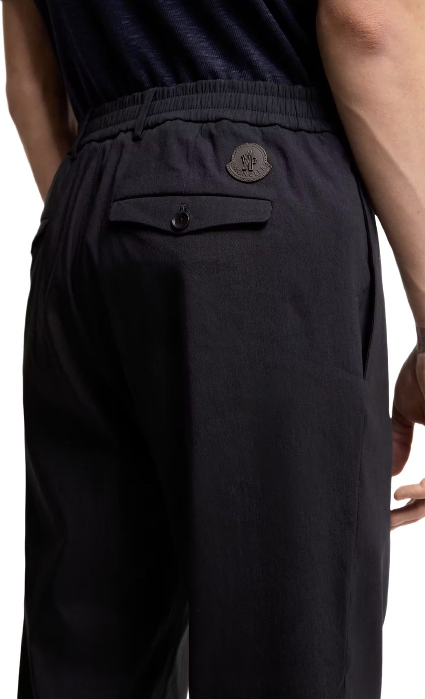 Moncler Men's Technical Linen Blend Trousers Navy