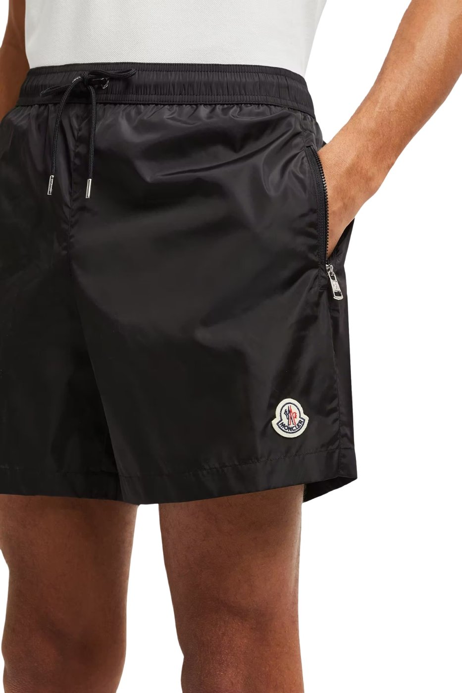 Moncler Men's Logo Patch Swim Shorts Black