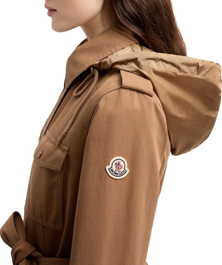 Moncler Centaurea Women's Hooded Gabardine Field Jacket Brown
